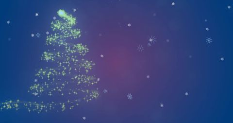 Glowing Christmas Tree and Shooting Star on Purple