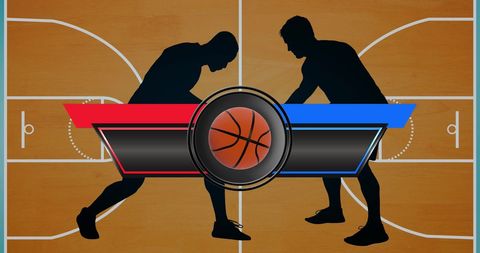 Basketball Scoreboard Concept with Player Silhouettes