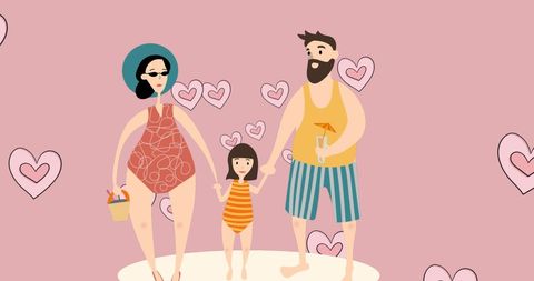 Family Beach Day Inspirational Illustration with Hearts - Download Free Stock Images Pikwizard.com