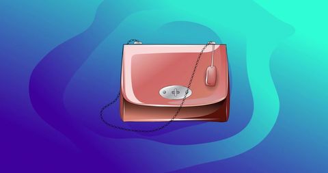Stylish Vintage Handbag on Abstract Blue Background