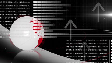 Digital Data Processing with Globe on Black Screen