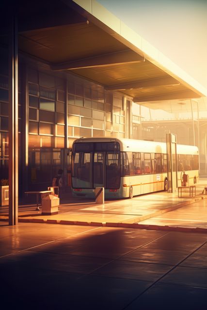 Bus parked at bus station at sunset, created using generative ai technology - Download Free Stock Photos Pikwizard.com
