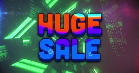 Huge Sale Announcement with Vibrant Neon Design