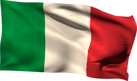 Realistic transparent italy flag waving on soft breeze