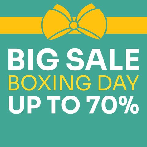 Boxing Day Sale Banner with Yellow Ribbon and Discount Offer - Download Free Stock Templates Pikwizard.com