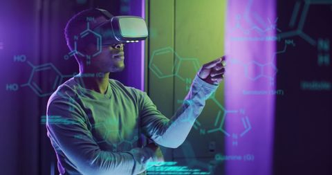 Professional Male Interacts with VR in Futuristic Server Room - Download Free Stock Images Pikwizard.com