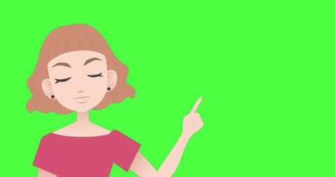 Cartoon Woman Gesturing with Index Finger on Green Background - Download Free Stock Images Pikwizard.com