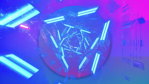 Abstract Vibrant Neon Tunnel with Moving Lines