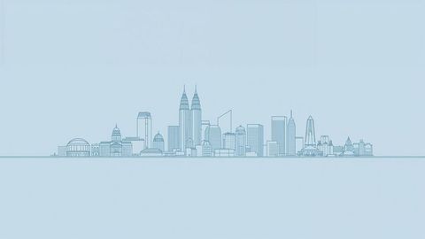 Minimalist blue charlotte urban skyline featuring twin towers