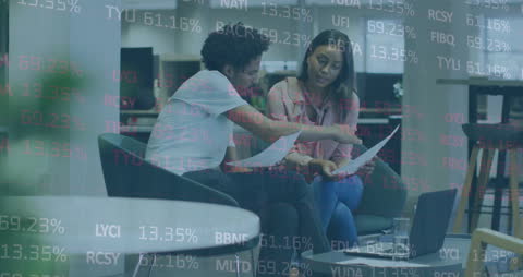 Business Discussion with Financial Data Overlay Concept