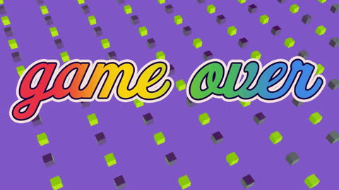 Retro Game Over Animation on Purple Background