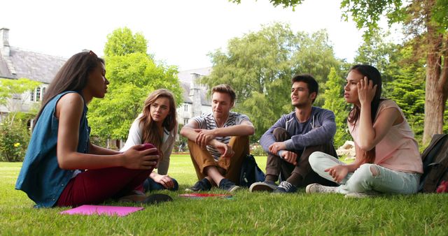 Group of Young Students Relaxing and Chatting Outdoors on Campus - Download Free Stock Images Pikwizard.com