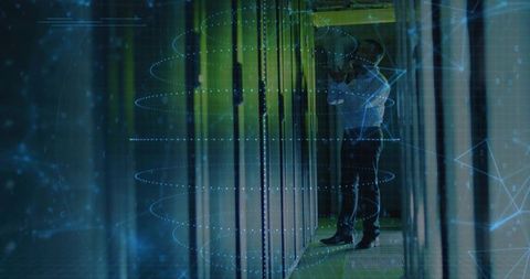 Monitoring datacenter server racks with tablet and holographic network data overlays