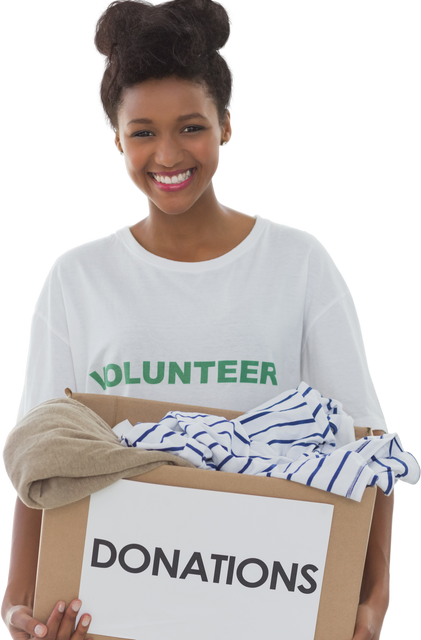 Smiling Woman Holding Box of Clothes for Donations - Download Free Stock Videos Pikwizard.com