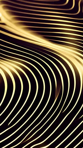 Looping Golden Bands Flowing into Pulsing Waves Vertical Motion Graphics Background