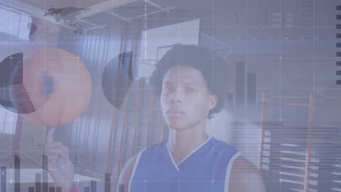 Innovative Data Overlay of Basketball Player Analyzing Game Statistics