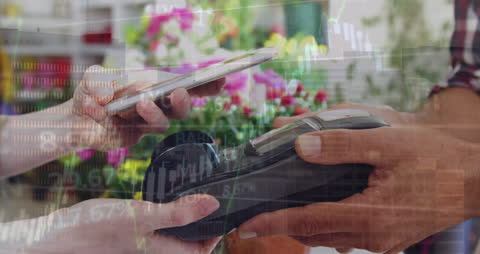 Digital Payment at Flower Shop with Smartphone and NFC Technology