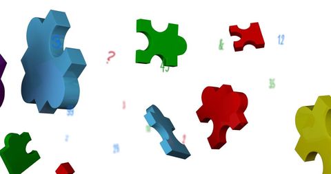 Colorful Puzzle Pieces Falling Against White Background - Download Free Stock Images Pikwizard.com