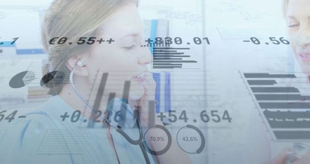 Healthcare Professional Analyzing Medical Data with Innovative Technology