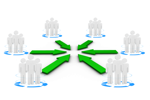 Transparent Digital Illustration of People with Arrows for Business Communication