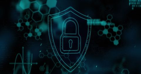 Cybersecurity Lock with Data and Molecular Structures Background - Download Free Stock Images Pikwizard.com