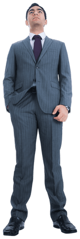 Transparent Isolated Biracial Businessman in Formal Attire Standing Confidently