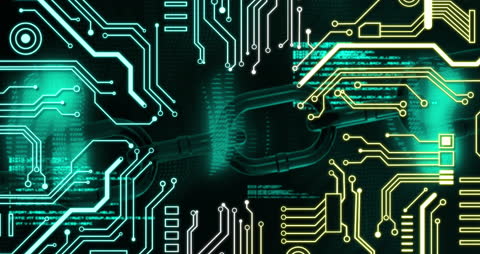 Digital Chain and Circuitry Illustrating Blockchain Technology