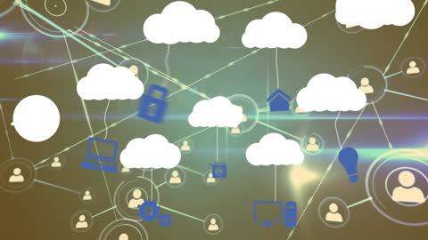 Digital Network with Cloud and Technology Icons