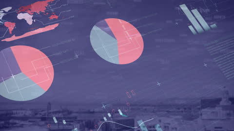 Data Processing Animation Over Cityscape