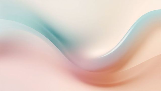 Soft pastel s-curve ribbon flowing with glossy crest and peach-teal gradient background