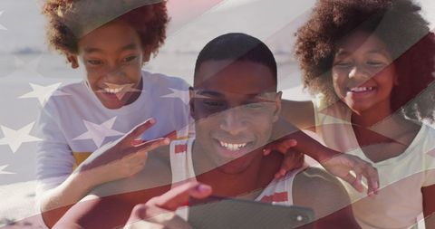 Joyful family taking selfie: capturing happy moments together