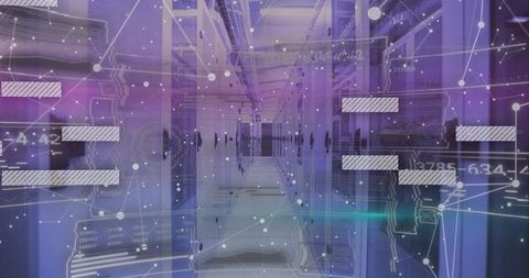 Futuristic data center with digital technology integration