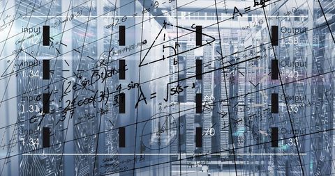 data processing with mathematical equations in modern server room - Download Free Stock Images Pikwizard.com