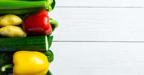 Fresh Colorful Vegetables on White Wooden Table Background - Download Free Stock Images Pikwizard.com