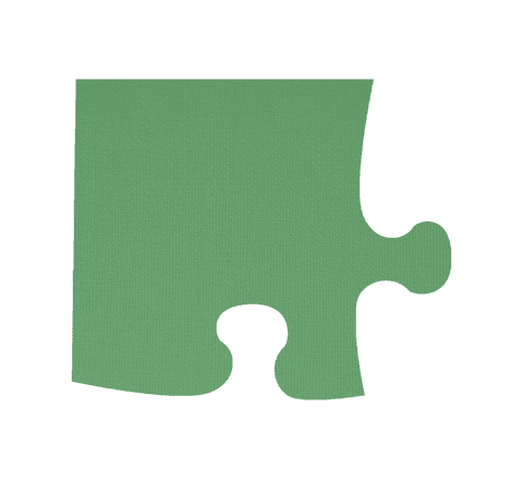 Green puzzle piece on transparent background