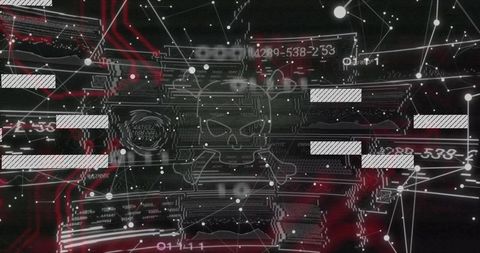 Displaying Skull-and-Crossbones Cyber Threat on Glitching Network UI with Circuit Traces