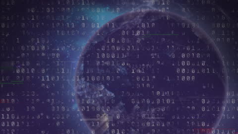Binary Code Over Planet Earth in Futuristic Digital Concept
