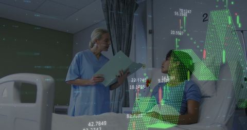 Doctor and Patient with Healthcare Data Analytics Visualization