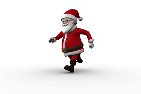 Santa Claus Running Illustration on Transparent Background Isolated