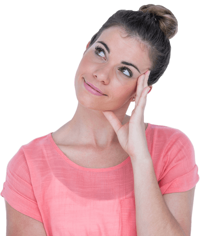 Transparent Thoughtful Woman in Pink Top with Head in Hand - Download Free Stock Videos Pikwizard.com