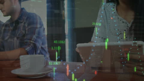 Digital Finance Overlay Featuring People with Tablets