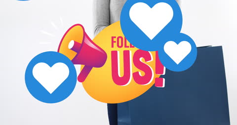 Social Network Promotion with Heart Symbols and Megaphone Graphics