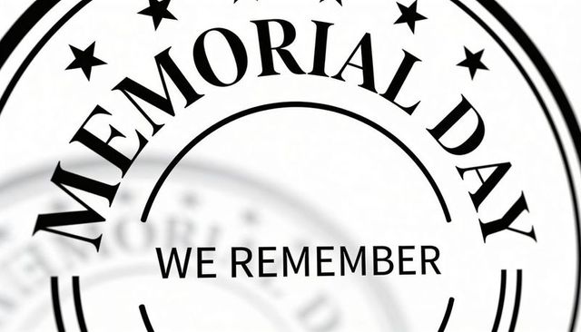 Memorial day seal remembering veterans 'we remember' circular stamp ring stars emblem