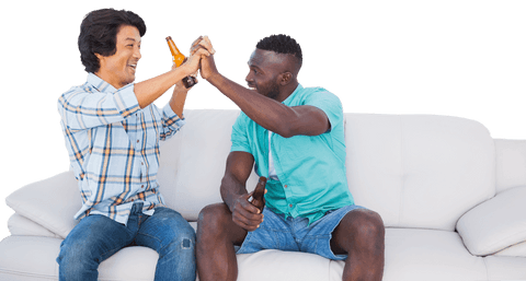 Cheering Diverse Football Fans Enjoying Beverage with Transparent Background - Download Free Stock Videos Pikwizard.com