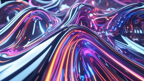 Futuristic Neon Waves in Virtual 3D Space