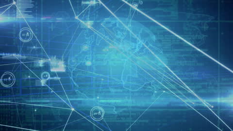 Animated Global Network with Digital Data Graphics