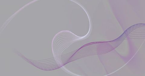 Flowing lavender ribbons over minimal gray gradient thin line mesh abstract background