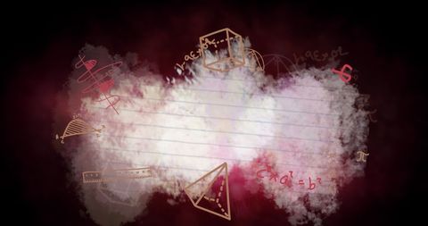 Floating Mathematical Equations on Dark Abstract Background