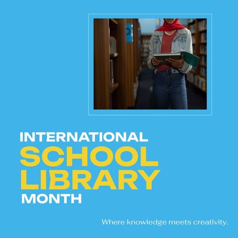 celebrating international school library month with a book - Download Free Stock Templates Pikwizard.com