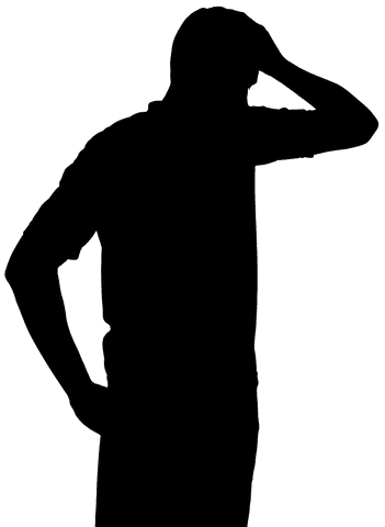silhouette of man holding head in thoughtful gesture, isolated vector - Download Free Stock Videos Pikwizard.com